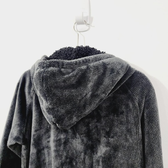 P.J. Salvage Gray Cozy Hoodie Full Zip Fleece Sherpa Jacket Women's Size XL - Picture 4 of 15